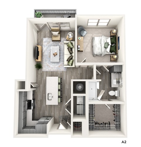 Floor plan for 1 bed, 1 bath, 775 sqft